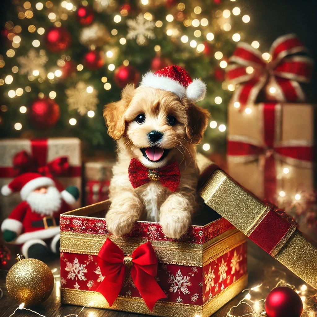 Cão como presente de natal